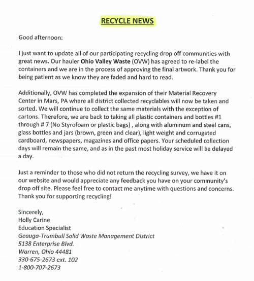 Recycle Letter